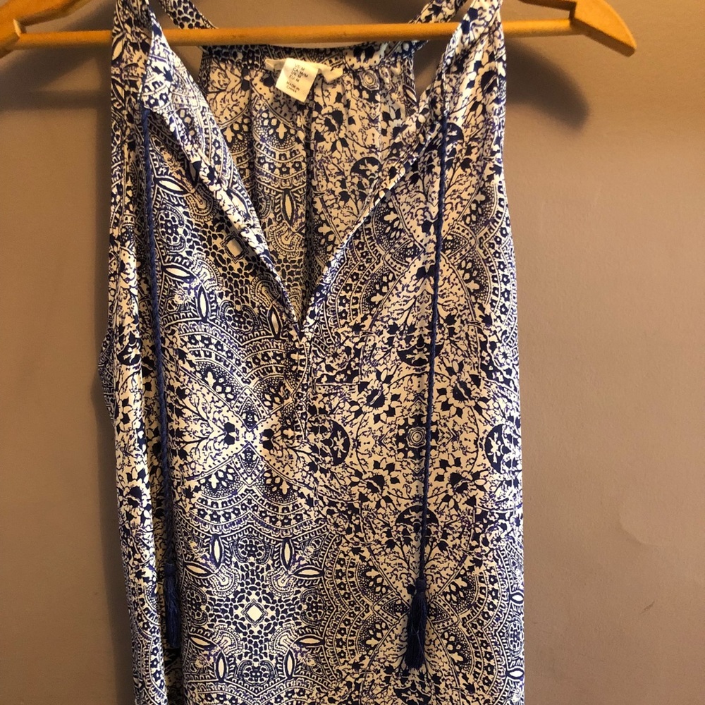 Navy blue Willow pattern tank top